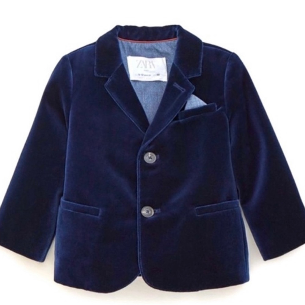 Zara Blue Velvet Blazer 3-4 years